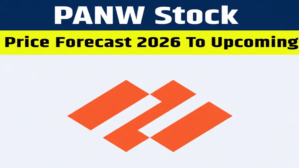 "PANW Stock Price Forecast 2026 and upcoming price targets infographic in blue and yellow theme."